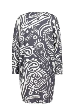DiDi Comfy loose dress in dark shadow with Grandeur print- Jurken & Tunieken