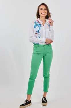 DiDi Cropped 7/8 pants in Green Spruce- Lange Broeken