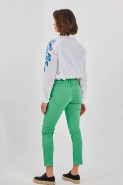 DiDi Cropped 7/8 pants in Green Spruce- Lange Broeken