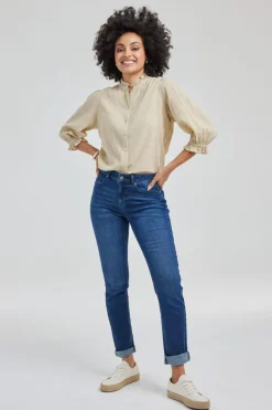 DiDi Denim pants Liv slim fit Dark blue- Denim | Lange Broeken