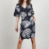 DiDi Dress Baily in Black with Shell Symphony XXL print- Jurken & Tunieken