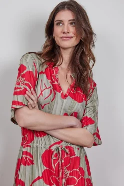 DiDi Dress Baily in feather grey with fleuri print- Jurken & Tunieken