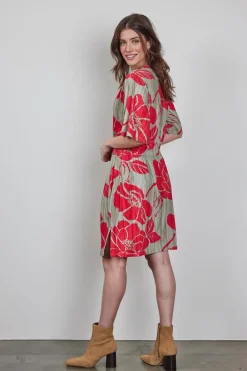 DiDi Dress Baily in feather grey with fleuri print- Jurken & Tunieken