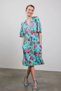 DiDi Dress Baily in granite green with Floral Medley- Jurken & Tunieken