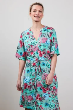 DiDi Dress Baily in granite green with Floral Medley- Jurken & Tunieken