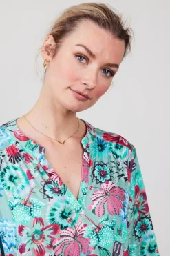 DiDi Dress Baily in granite green with Floral Medley- Jurken & Tunieken