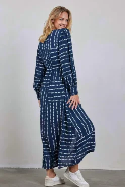 DiDi Dress Costa Dark blue Source print- Jurken & Tunieken