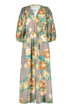 DiDi Dress Dalina Taupe Rising sun print- Jurken & Tunieken
