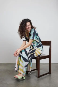 DiDi Dress Gentle in Light green with Willow print- Jurken & Tunieken