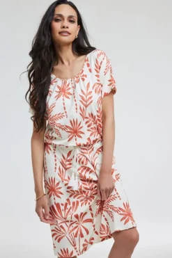 DiDi Dress Jacky Ecru Palmer print- Jurken & Tunieken