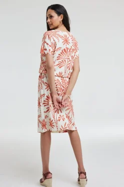 DiDi Dress Jacky Ecru Palmer print- Jurken & Tunieken