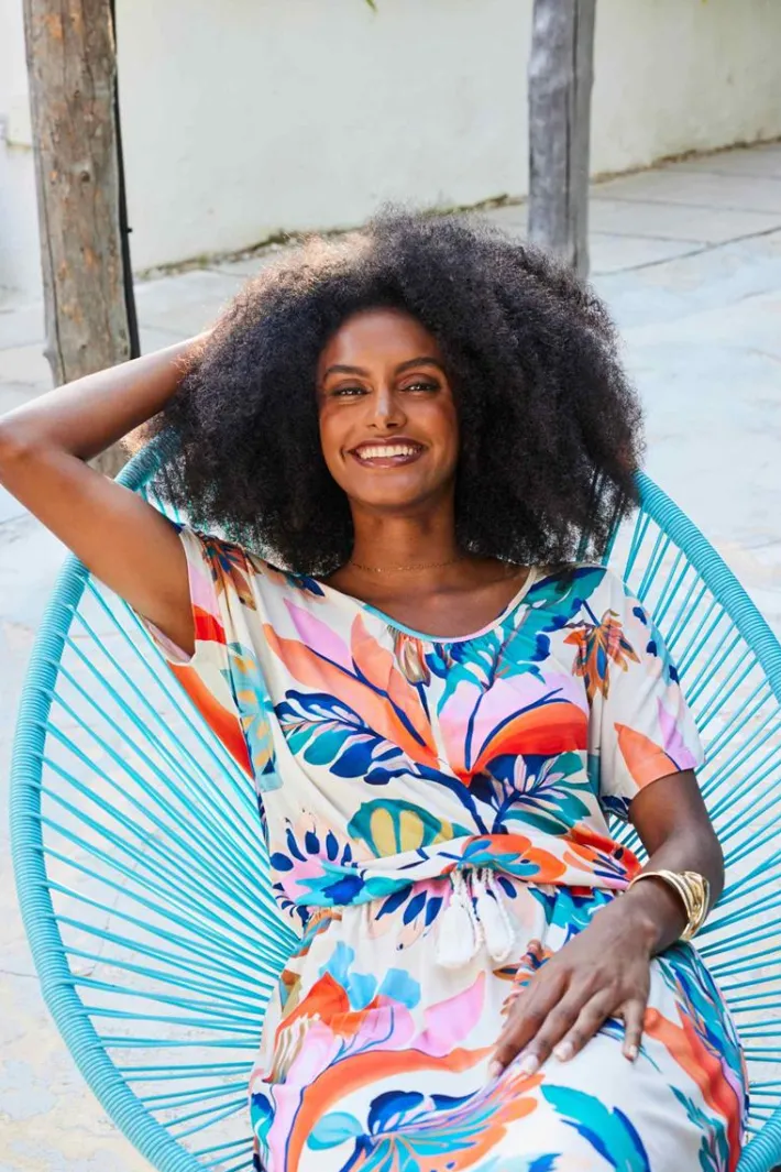 DiDi Dress Jacky Offwhite Tropicalia print- Jurken & Tunieken
