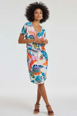 DiDi Dress Jacky Offwhite Tropicalia print- Jurken & Tunieken