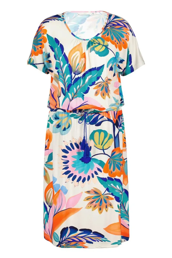 DiDi Dress Jacky Offwhite Tropicalia print- Jurken & Tunieken