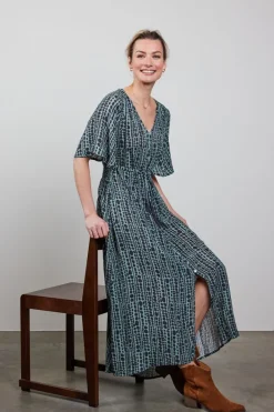 DiDi Dress Jazzy in granite green with dots in a row- Jurken & Tunieken