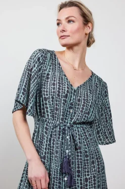 DiDi Dress Jazzy in granite green with dots in a row- Jurken & Tunieken