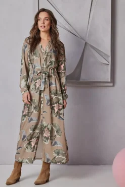 DiDi Dress Joyful Taupe Mazzo print- Jurken & Tunieken