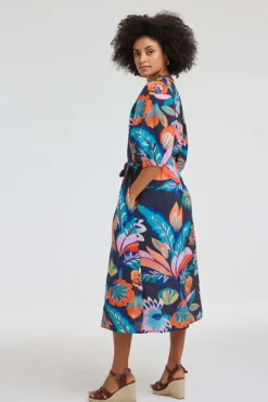 DiDi Dress Lina Blue Tropicalia print- Jurken & Tunieken