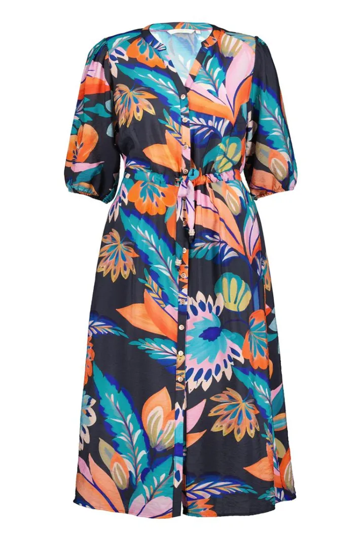 DiDi Dress Lina Blue Tropicalia print- Jurken & Tunieken