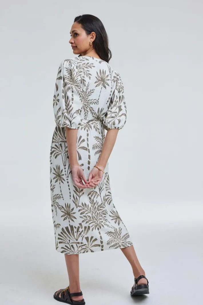 DiDi Dress Lina Offwhite Palmer print- Jurken & Tunieken