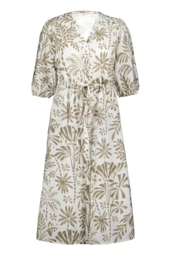 DiDi Dress Lina Offwhite Palmer print- Jurken & Tunieken