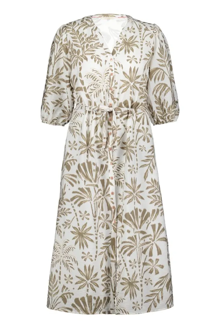 DiDi Dress Lina Offwhite Palmer print- Jurken & Tunieken