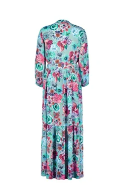 DiDi Dress Melody in granite green with Floral medley print.- Jurken & Tunieken