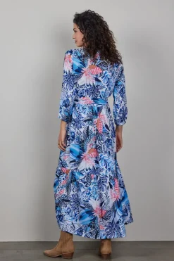 DiDi Dress Melody in offwhite with Azur Fusion print- Jurken & Tunieken