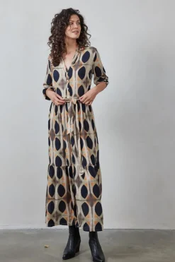 DiDi Dress Melody Sand with Monsoon print- Jurken & Tunieken