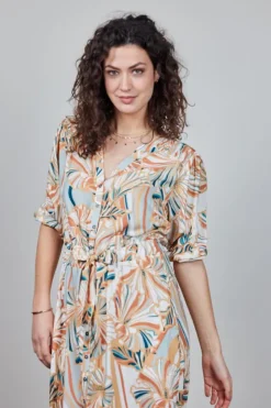 DiDi Dress Nantes in Offwhite with Maritimo print- Jurken & Tunieken