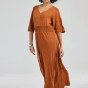 DiDi Dress Naomi in Ginger Brown- Basics | Jurken & Tunieken
