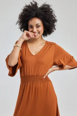 DiDi Dress Naomi in Ginger Brown- Basics | Jurken & Tunieken