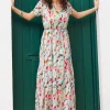 DiDi Dress Nimes in Green with Pink blossom print- Jurken & Tunieken