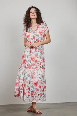 DiDi Dress Nimes in offwhite with Indian flower print- Jurken & Tunieken