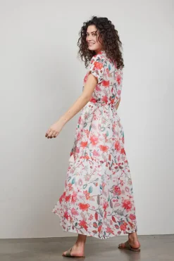 DiDi Dress Nimes in offwhite with Indian flower print- Jurken & Tunieken