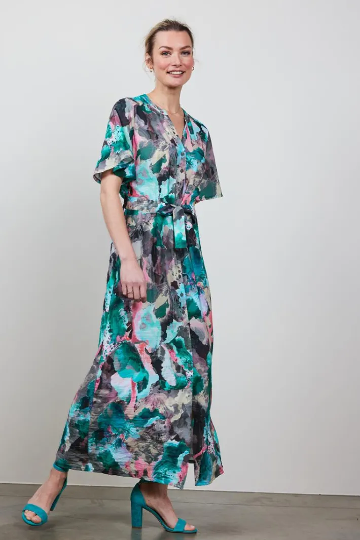 DiDi Dress Nova in Light grey with dreamscape print- Jurken & Tunieken