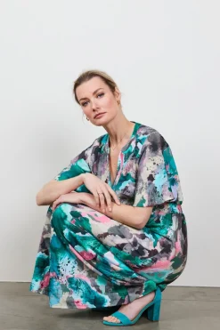DiDi Dress Nova in Light grey with dreamscape print- Jurken & Tunieken