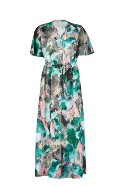 DiDi Dress Nova in Light grey with dreamscape print- Jurken & Tunieken