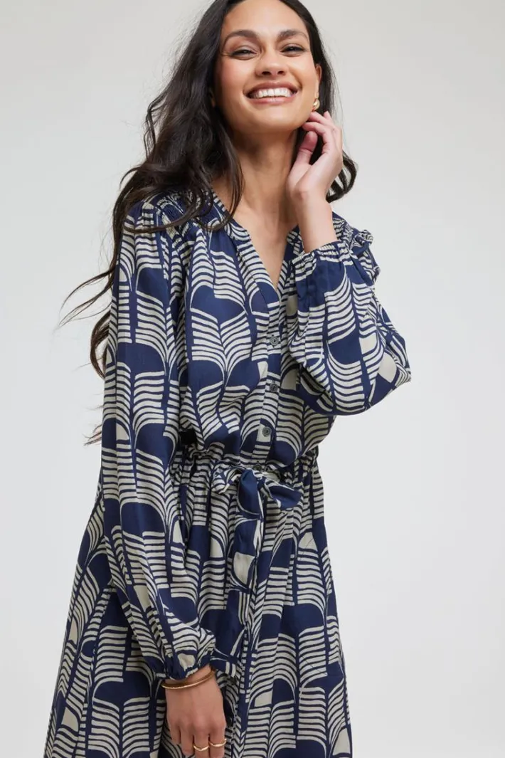 DiDi Dress Paz Dark blue Glow print- Jurken & Tunieken
