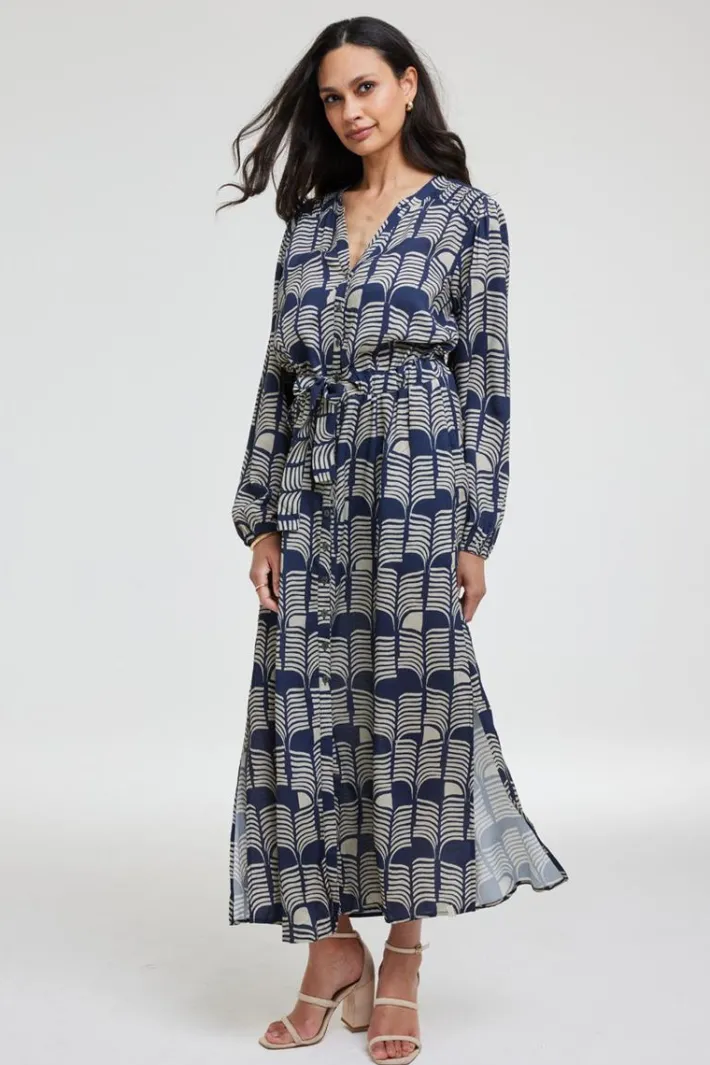DiDi Dress Paz Dark blue Glow print- Jurken & Tunieken