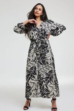 DiDi Dress Paz in black with Oasis print- Jurken & Tunieken