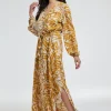 DiDi Dress Paz in brown with Oasis print- Jurken & Tunieken