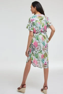 DiDi Dress Ruffle Lotus leaves print- Jurken & Tunieken