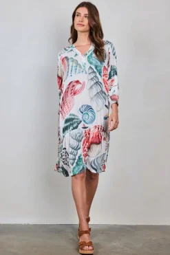 DiDi Dress Sunset in Offwhite with Ocean treasures XL print- Jurken & Tunieken