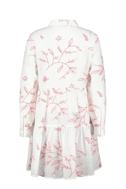 DiDi Dress Terra in Offwhite with Coral embroidery- Jurken & Tunieken