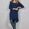 DiDi Easy loose dress 3/4 sleeves, donkerblauw- Basics | Jurken & Tunieken