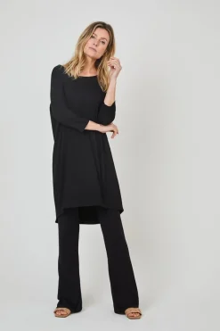 DiDi Easy loose dress 3/4 sleeves zwart- Basics | Jurken & Tunieken