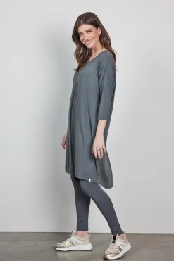 DiDi Easy loose dress 3/4 sleeves, donkergrijs- Basics | Jurken & Tunieken