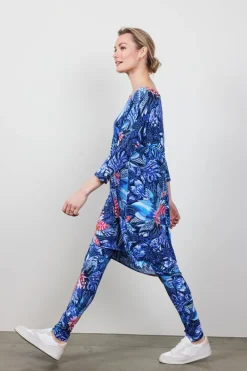 DiDi Easy loose dress 3/4 sleeves in Azur Fusion print- Jurken & Tunieken