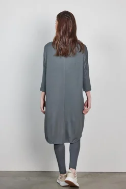DiDi Easy loose dress 3/4 sleeves, donkergrijs- Basics | Jurken & Tunieken